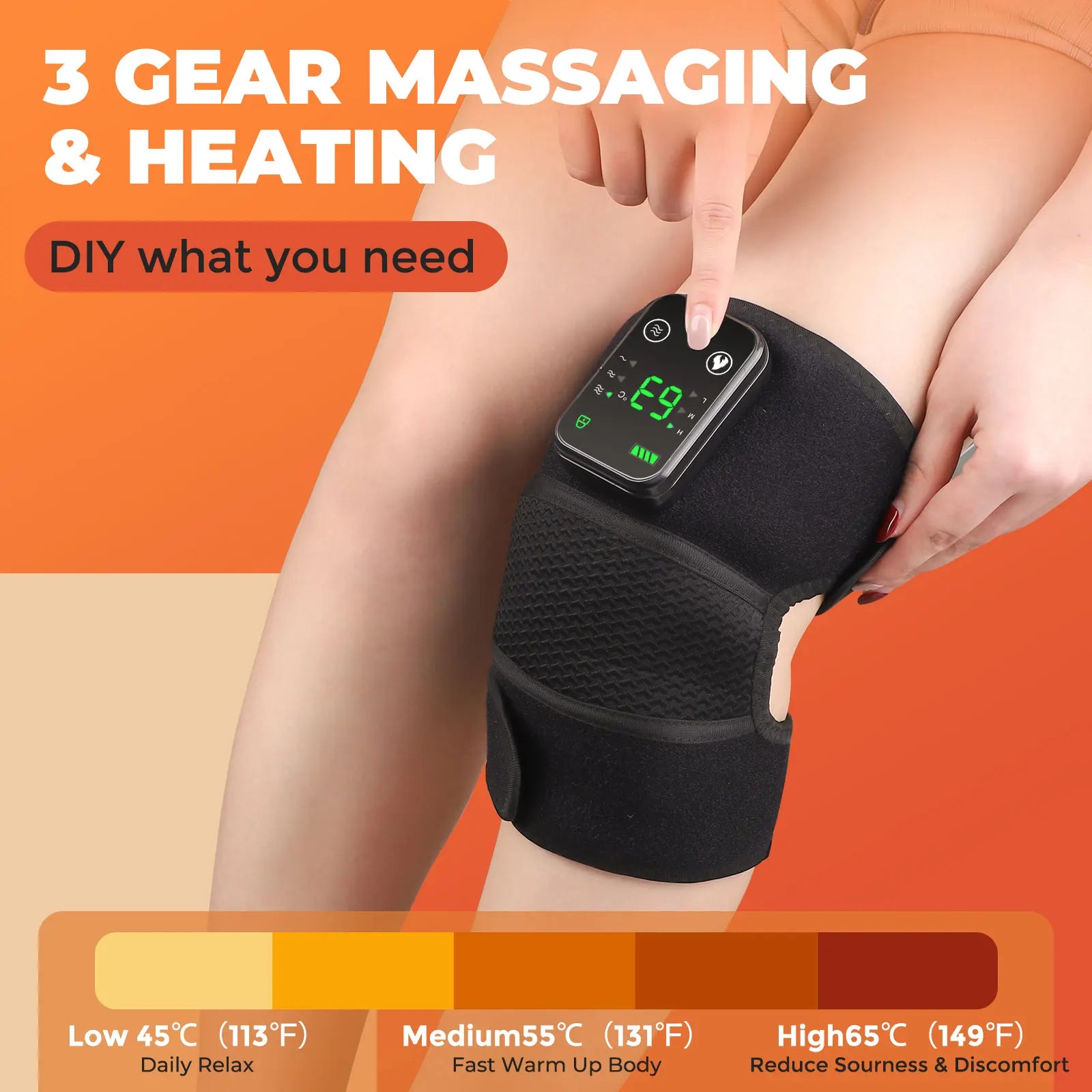 Heated Knee Massager with Vibration – 3-in-1 Joint Support & Pain Relief